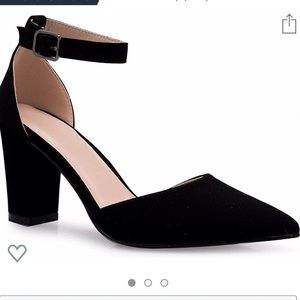 Olivia K DOrsay Ankle Strap Pointed Toe Block Heel